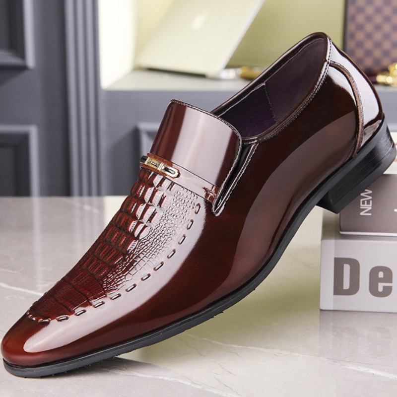 Men Shoes For Office Work - Mężczyźni Skórzane Buty Patentowe Skórzane Buty