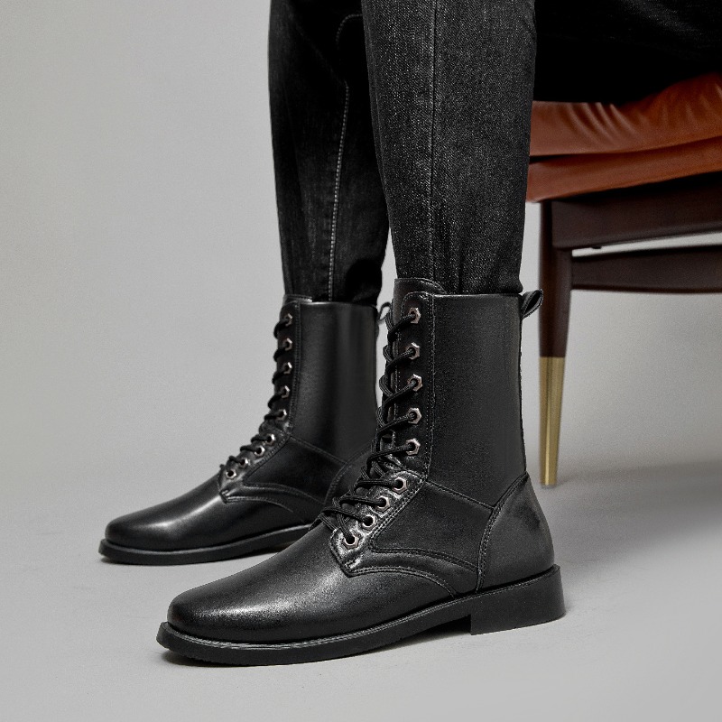 Men'S Shoes Low Top - Wysokie skórzane buty taktyczne outdoorowe męskie