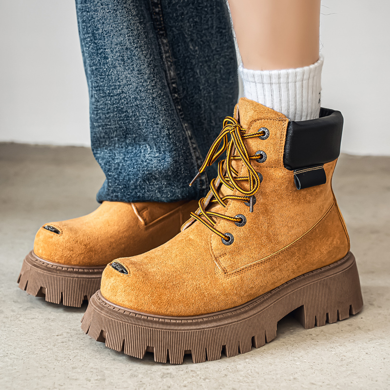 Men'S Shoes Business Casual - Klasyczne wysokie buty outdoorowe skórzane męskie
