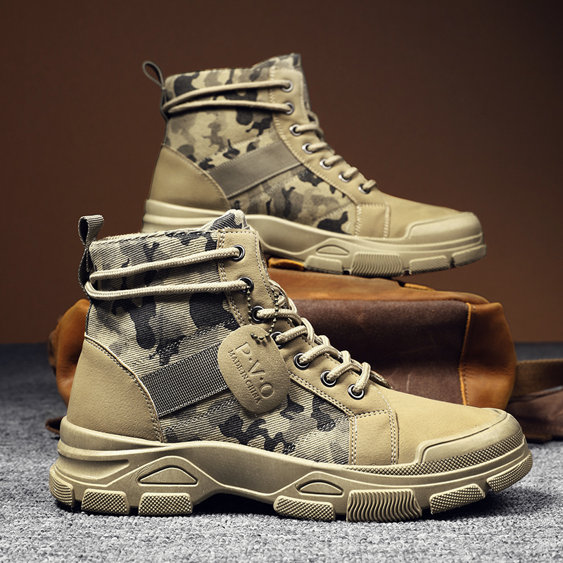 Men'S Shoes Low Top - Wysokie buty męskie jesienne kamuflażowe pustynne