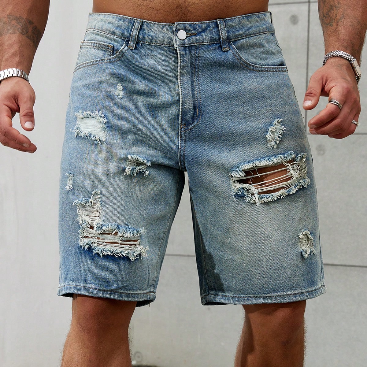Men'S Shoes For Jeans - Nowa moda męska podarta krótka odzież