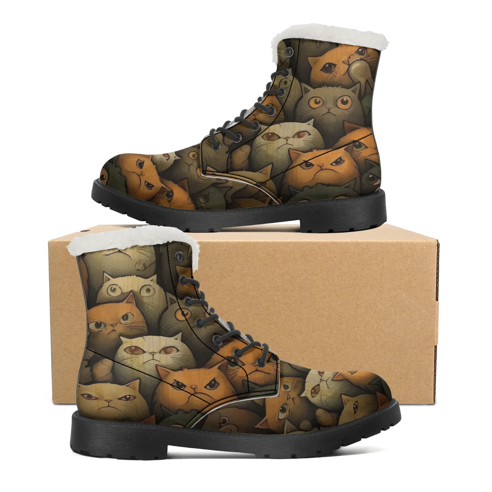 Men Shoes Eu To Us Size - Urocze buty śniegowce z pluszowymi nadrukami