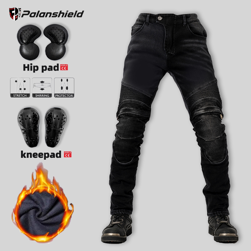 Men'S Shoes For Jeans - Zimowe spodnie motocyklowe męskie ocieplane jeansy