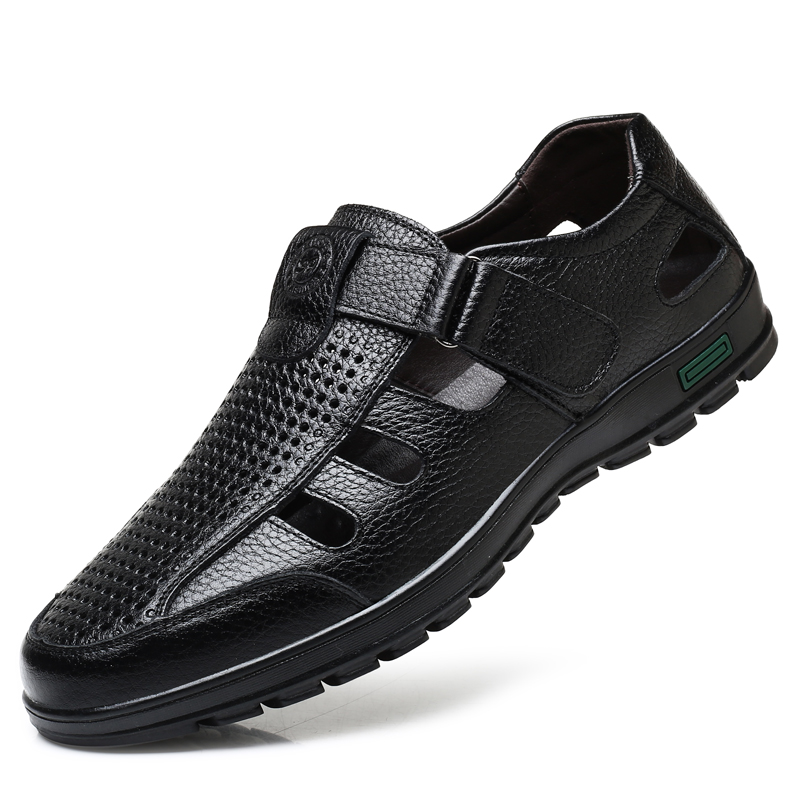Men Shoes Eu To Us Size - Męskie sandały z prawdziwej skóry, letnie,