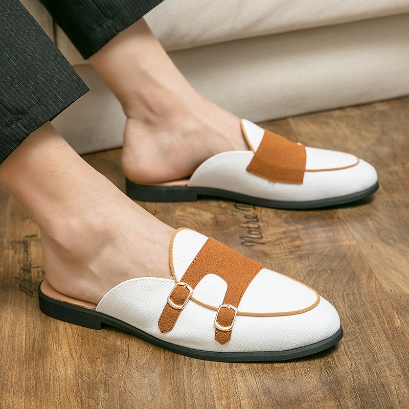 Monk Strap Shoe - Męskie mule na płótnie, półbuty, brytyjskie