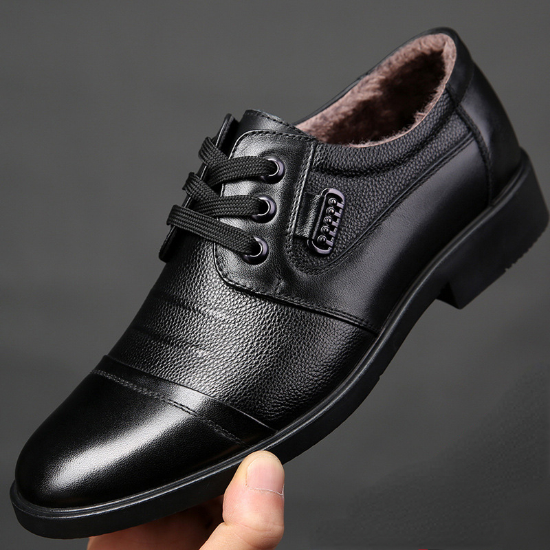 Men Shoes For Office Work - Zimowe męskie oryginalne skórzane biznesowe buty
