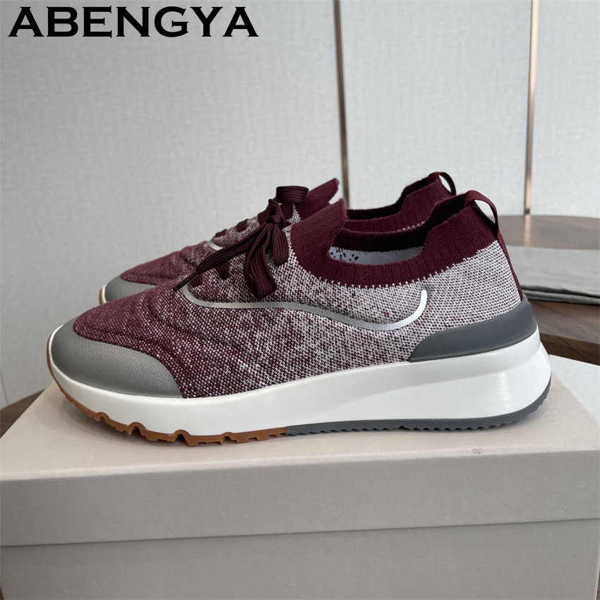 Men Shoes Loafers - Męskie, wielokolorowe, dziergane mokasyny, buty z