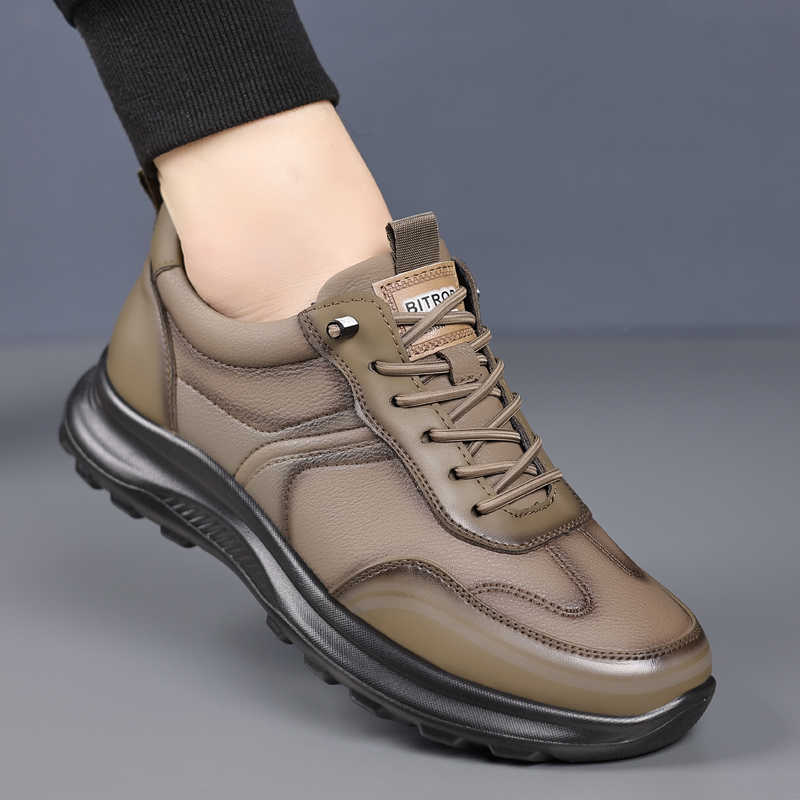 Men Shoes Winter - Męskie sznurowane buty wizytowe na obcasie,