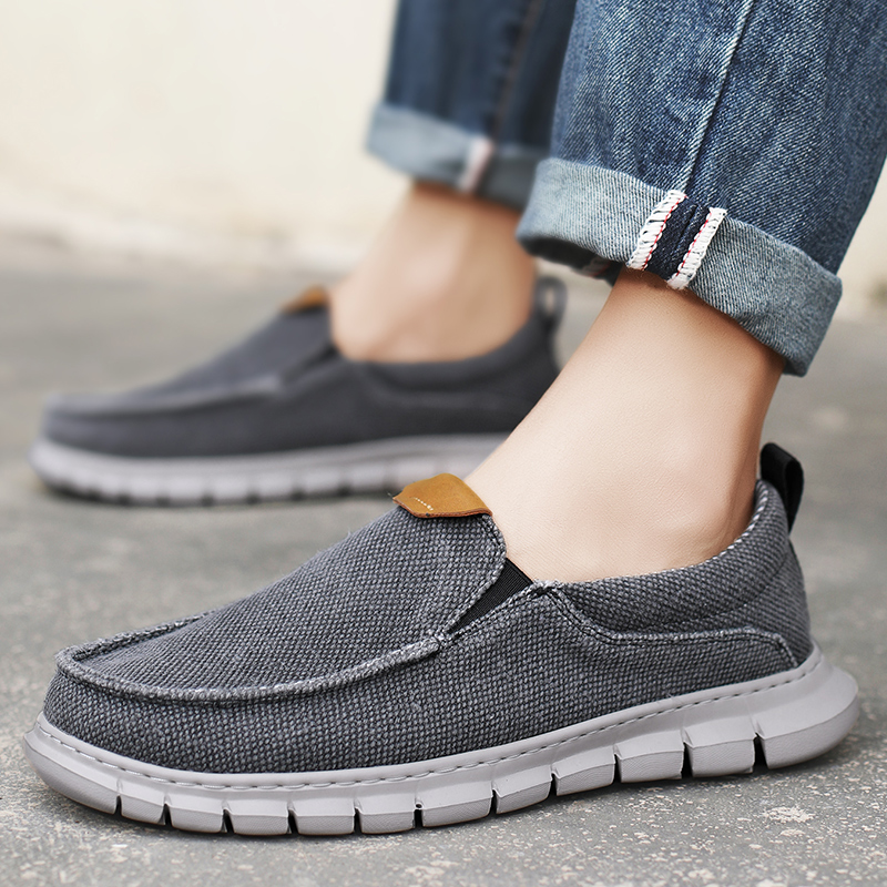 Men Shoes Loafers - Letnie przewiewne sneakersy męskie, płócienne wsuwane