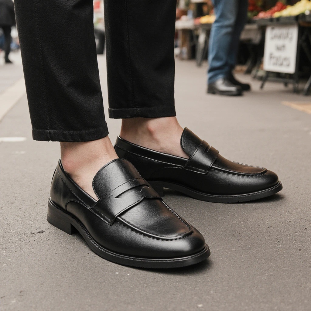 Męskie czarne mokasyny penny,  – Men Shoes For Office Work recenzja i cena