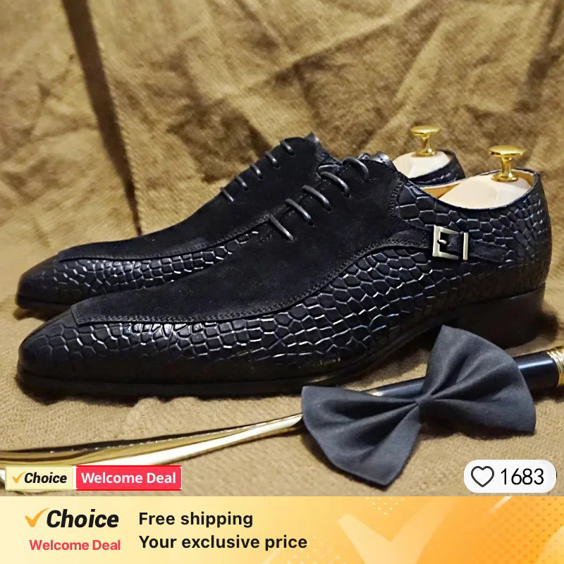 Męskie skórzane buty wizytowe, – Men Shoes Eu To Us Size recenzja i cena
