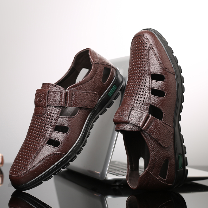 Męskie sandały z prawdziwej sk – Men Shoes Eu To Us Size recenzja i cena