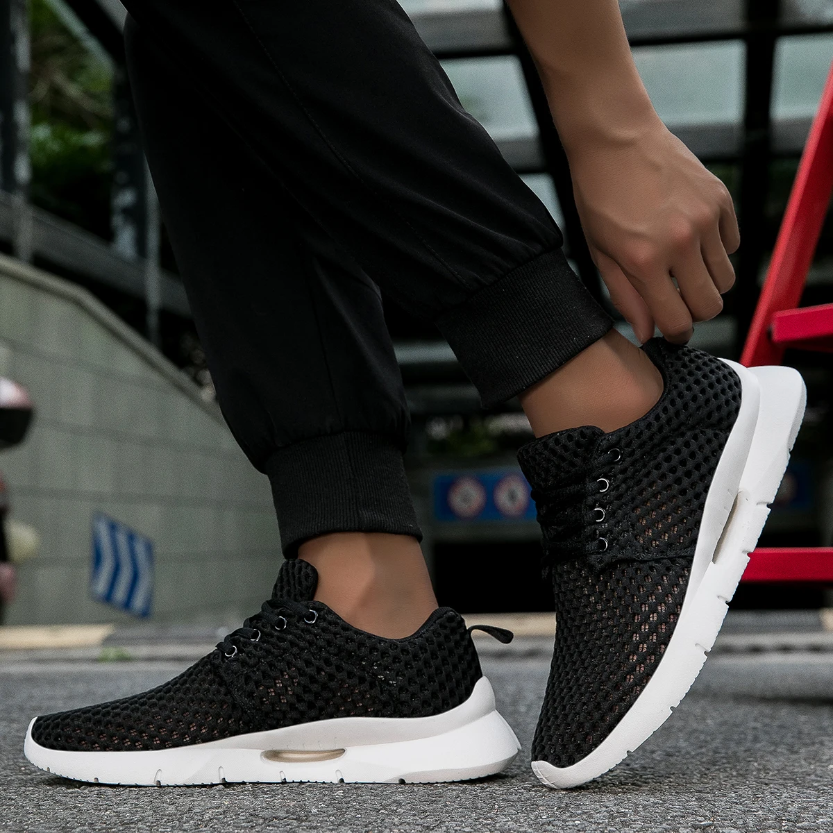 Letnie nowe męskie oddychające – Men'S Shoes Green And White recenzja i cena